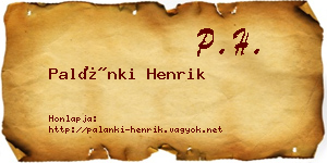 Palánki Henrik névjegykártya